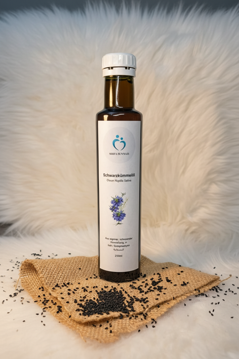 Schwarzkümmelöl                                    Reines Schwarzkümmelöl (250 ml) aus Ägypten – kaltgepresst, naturbelassen & ungefiltert.